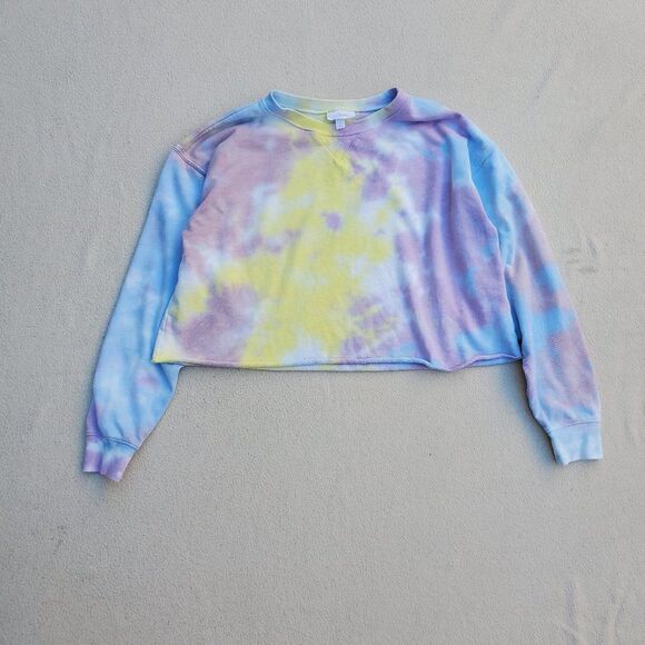 Colsie tie dye cropped long sleeve sweatshirt - Picture 6 of 12